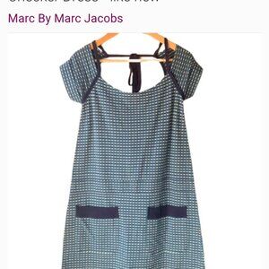MARC by Marc Jacobs a line blue green checked dress Medium